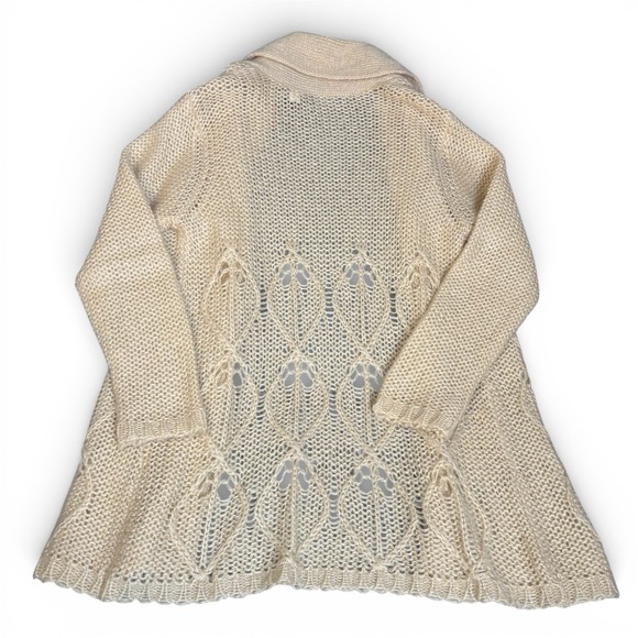 Moda International Cream Mohair Long Cardigan Sweater Large Cottagecore Boho - Picture 4 of 8